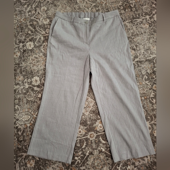 NWT Linen J. Jill Womens Stretch PantsCrop Grey Stripe - Picture 3 of 10